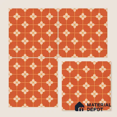 Moroccan Wall & Floor Tile TL 10823 B Ruby Motif 1 ft x 1 ft Matt Luster Finish Ceramic Tile - 10 mm | Suitable For Kitchen, Bathroom, Balcony | Please Expect a Slight Variation of Pattern