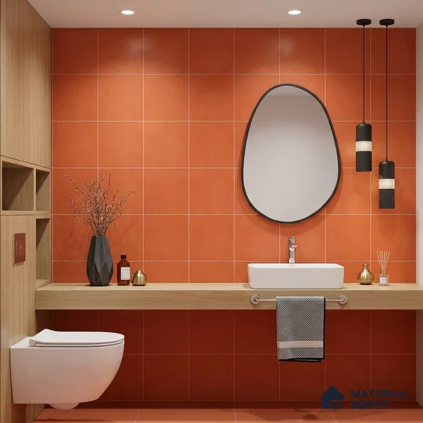 Moroccan Wall & Floor Tile TL 10823 Crimson Clay 1 ft x 1 ft Matt Luster Finish Ceramic Tile - 10 mm | Suitable For Kitchen, Bathroom, Balcony | Please Expect a Slight Variation of Pattern