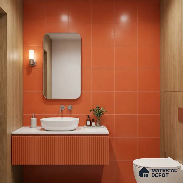 Moroccan Wall & Floor Tile TL 10823 Crimson Clay 1 ft x 1 ft Matt Luster Finish Ceramic Tile - 10 mm | Suitable For Kitchen, Bathroom, Balcony | Please Expect a Slight Variation of Pattern