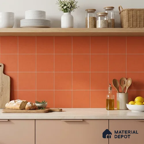 Moroccan Wall & Floor Tile TL 10823 Crimson Clay 1 ft x 1 ft Matt Luster Finish Ceramic Tile - 10 mm | Suitable For Kitchen, Bathroom, Balcony | Please Expect a Slight Variation of Pattern
