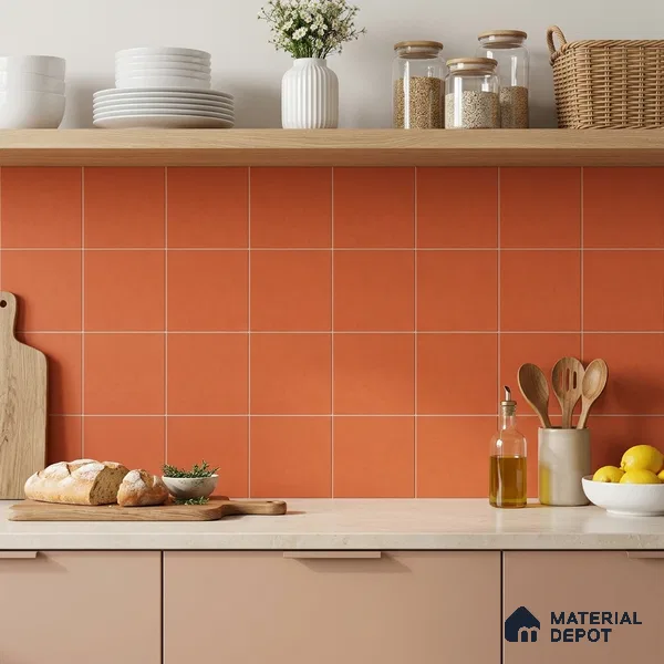 Moroccan Wall & Floor Tile TL 10823 Crimson Clay 1 ft x 1 ft Matt Luster Finish Ceramic Tile - 10 mm | Suitable For Kitchen, Bathroom, Balcony | Please Expect a Slight Variation of Pattern