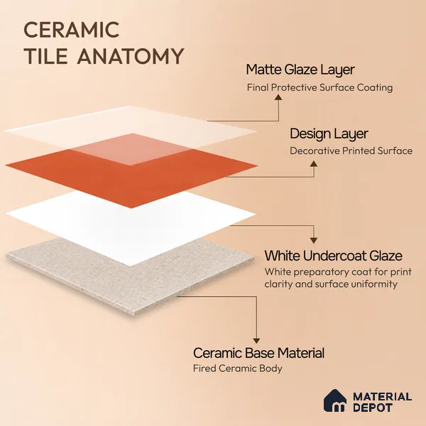 Moroccan Wall & Floor Tile TL 10823 Crimson Clay 1 ft x 1 ft Matt Luster Finish Ceramic Tile - 10 mm | Suitable For Kitchen, Bathroom, Balcony | Please Expect a Slight Variation of Pattern