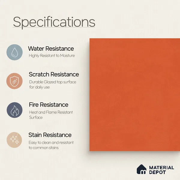 Moroccan Wall & Floor Tile TL 10823 Crimson Clay 1 ft x 1 ft Matt Luster Finish Ceramic Tile - 10 mm | Suitable For Kitchen, Bathroom, Balcony | Please Expect a Slight Variation of Pattern