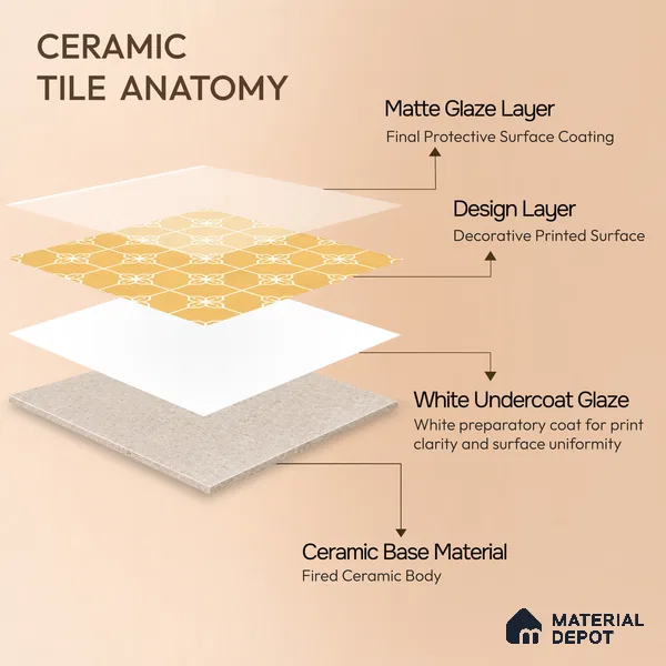 Moroccan Wall & Floor Tile TL 10824 B Solar Glaze 1 ft x 1 ft Matt Luster Finish Ceramic Tile - 10 mm | Suitable For Kitchen, Bathroom, Balcony | Please Expect a Slight Variation of Pattern