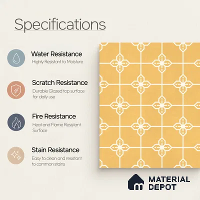 Moroccan Wall & Floor Tile TL 10824 B Solar Glaze 1 ft x 1 ft Matt Luster Finish Ceramic Tile - 10 mm | Suitable For Kitchen, Bathroom, Balcony | Please Expect a Slight Variation of Pattern