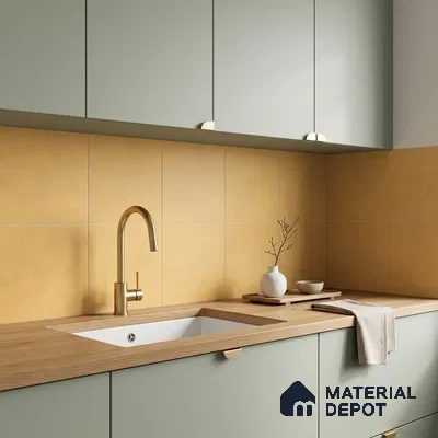 Moroccan Wall & Floor Tile TL 10824 Amber Ochre 1 ft x 1 ft Matt Luster Finish Ceramic Tile - 10 mm | Suitable For Kitchen, Bathroom, Balcony | Please Expect a Slight Variation of Pattern