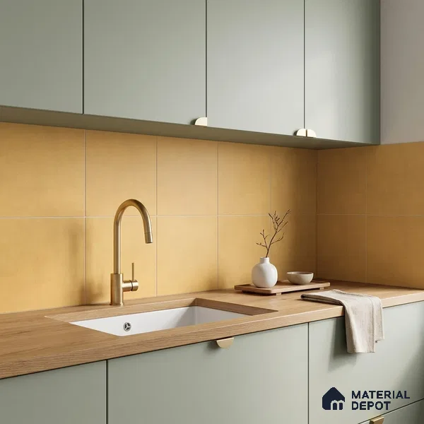 Moroccan Wall & Floor Tile TL 10824 Amber Ochre 1 ft x 1 ft Matt Luster Finish Ceramic Tile - 10 mm | Suitable For Kitchen, Bathroom, Balcony | Please Expect a Slight Variation of Pattern