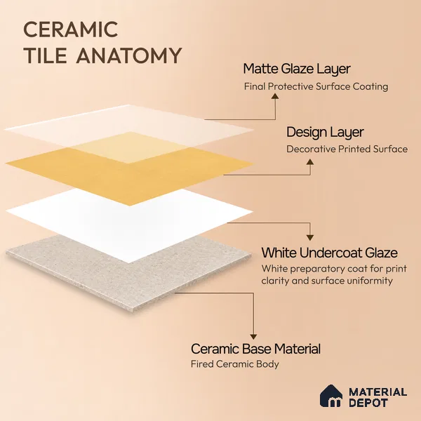 Moroccan Wall & Floor Tile TL 10824 Amber Ochre 1 ft x 1 ft Matt Luster Finish Ceramic Tile - 10 mm | Suitable For Kitchen, Bathroom, Balcony | Please Expect a Slight Variation of Pattern