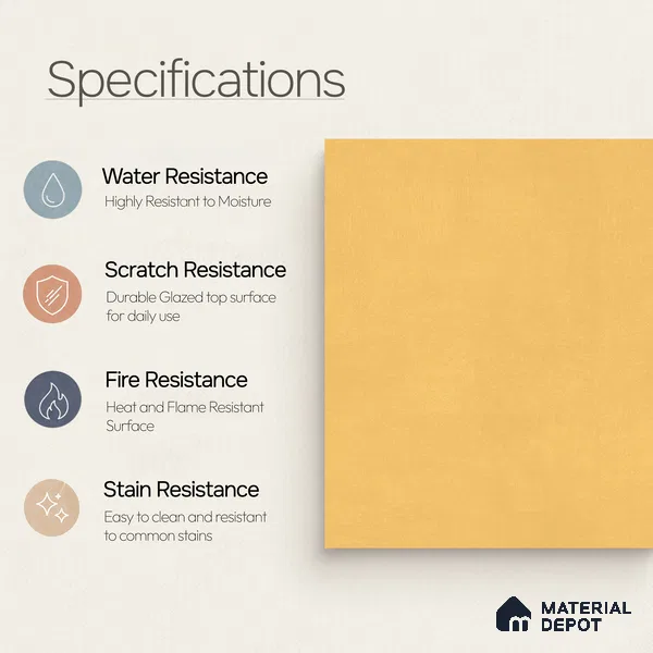 Moroccan Wall & Floor Tile TL 10824 Amber Ochre 1 ft x 1 ft Matt Luster Finish Ceramic Tile - 10 mm | Suitable For Kitchen, Bathroom, Balcony | Please Expect a Slight Variation of Pattern