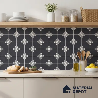 Moroccan Wall & Floor Tile TL 10825 B Midnight Star 1 ft x 1 ft Matt Luster Finish Ceramic Tile - 10 mm | Suitable For Kitchen, Bathroom, Balcony | Please Expect a Slight Variation of Pattern