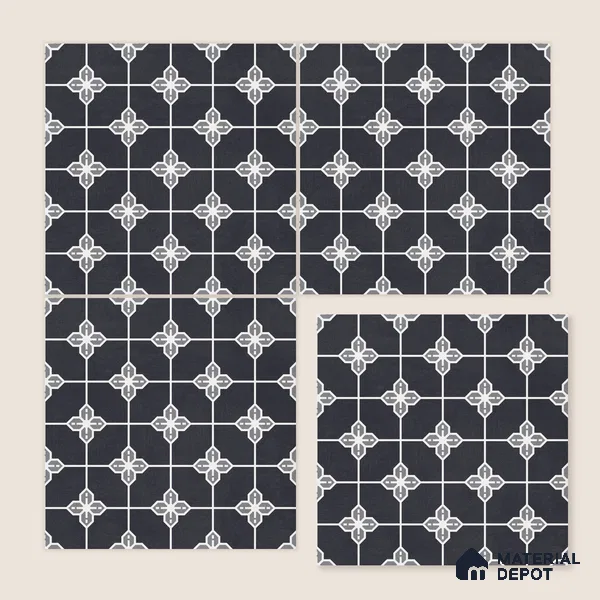 Moroccan Wall & Floor Tile TL 10825 B Midnight Star 1 ft x 1 ft Matt Luster Finish Ceramic Tile - 10 mm | Suitable For Kitchen, Bathroom, Balcony | Please Expect a Slight Variation of Pattern