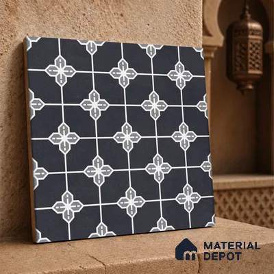 Moroccan Wall & Floor Tile TL 10825 B Midnight Star 1 ft x 1 ft Matt Luster Finish Ceramic Tile - 10 mm | Suitable For Kitchen, Bathroom, Balcony | Please Expect a Slight Variation of Pattern