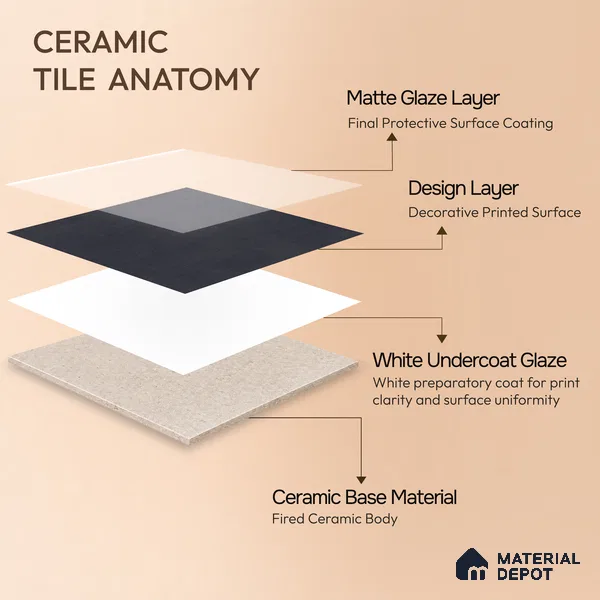 Moroccan Wall & Floor Tile TL 10825 Obsidian Shadow 1 ft x 1 ft Matt Luster Finish Ceramic Tile - 10 mm | Suitable For Kitchen, Bathroom, Balcony | Please Expect a Slight Variation of Pattern