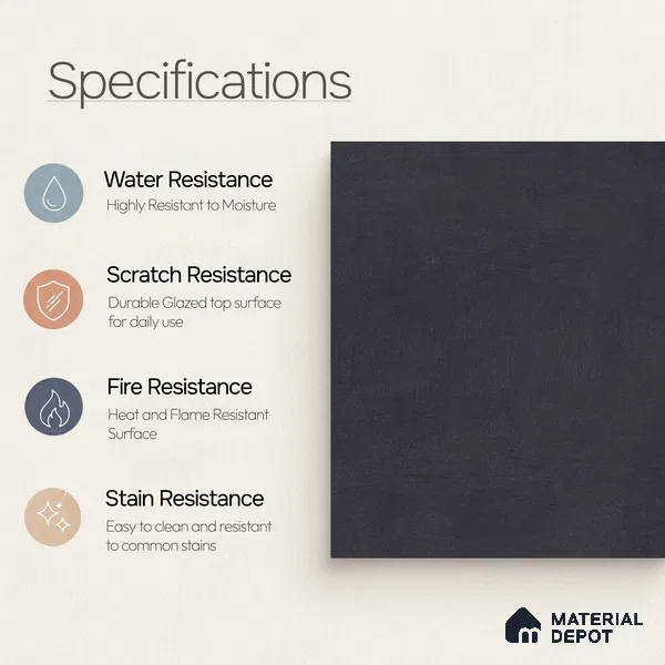 Moroccan Wall & Floor Tile TL 10825 Obsidian Shadow 1 ft x 1 ft Matt Luster Finish Ceramic Tile - 10 mm | Suitable For Kitchen, Bathroom, Balcony | Please Expect a Slight Variation of Pattern