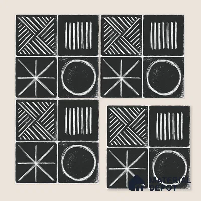 Moroccan Wall & Floor Tile TL 10826 B Ebony Geometric 1 ft x 1 ft Matt Luster Finish Ceramic Tile - 10 mm | Random Design | Suitable For Kitchen, Bathroom, Balcony | Please Expect a Slight Variation of Pattern
