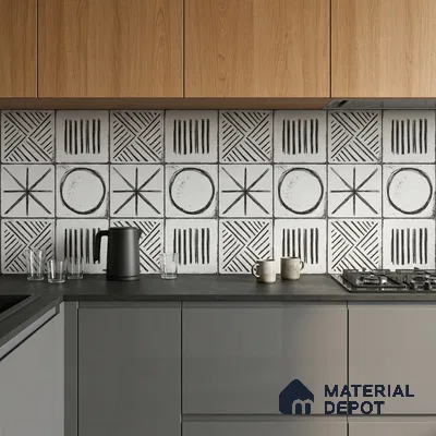 Moroccan Wall & Floor Tile TL 10826 Cloud White 1 ft x 1 ft Matt Luster Finish Ceramic Tile - 10 mm | Random Design | Suitable For Kitchen, Bathroom, Balcony | Please Expect a Slight Variation of Pattern