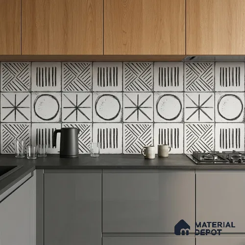Moroccan Wall & Floor Tile TL 10826 Cloud White 1 ft x 1 ft Matt Luster Finish Ceramic Tile - 10 mm | Random Design | Suitable For Kitchen, Bathroom, Balcony | Please Expect a Slight Variation of Pattern