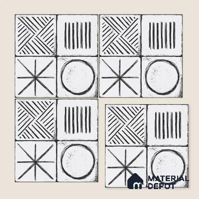 Moroccan Wall & Floor Tile TL 10826 Cloud White 1 ft x 1 ft Matt Luster Finish Ceramic Tile - 10 mm | Random Design | Suitable For Kitchen, Bathroom, Balcony | Please Expect a Slight Variation of Pattern