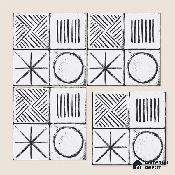 Moroccan Wall & Floor Tile TL 10826 Cloud White 1 ft x 1 ft Matt Luster Finish Ceramic Tile - 10 mm | Random Design | Suitable For Kitchen, Bathroom, Balcony | Please Expect a Slight Variation of Pattern