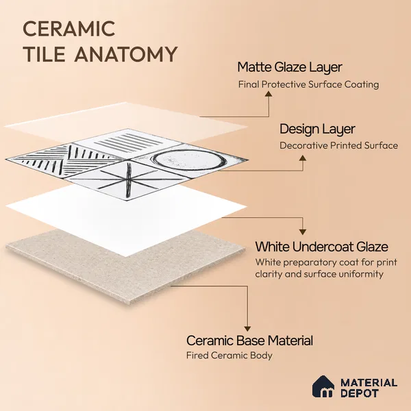 Moroccan Wall & Floor Tile TL 10826 Cloud White 1 ft x 1 ft Matt Luster Finish Ceramic Tile - 10 mm | Random Design | Suitable For Kitchen, Bathroom, Balcony | Please Expect a Slight Variation of Pattern