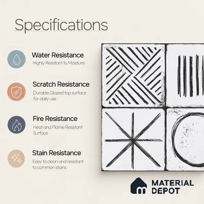 Moroccan Wall & Floor Tile TL 10826 Cloud White 1 ft x 1 ft Matt Luster Finish Ceramic Tile - 10 mm | Random Design | Suitable For Kitchen, Bathroom, Balcony | Please Expect a Slight Variation of Pattern