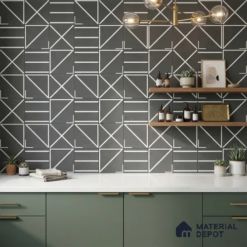 Moroccan Wall & Floor Tile TL 10827 Onyx Echo 1 ft x 1 ft Matt Luster Finish Ceramic Tile - 10 mm | Random Design | Suitable For Kitchen, Bathroom, Balcony | Please Expect a Slight Variation of Pattern | Image 02