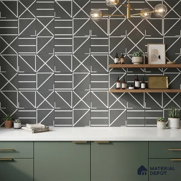 Moroccan Wall & Floor Tile TL 10827 Onyx Echo 1 ft x 1 ft Matt Luster Finish Ceramic Tile - 10 mm | Random Design | Suitable For Kitchen, Bathroom, Balcony | Please Expect a Slight Variation of Pattern