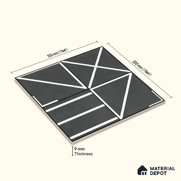 Moroccan Wall & Floor Tile TL 10827 Onyx Echo 1 ft x 1 ft Matt Luster Finish Ceramic Tile - 10 mm | Random Design | Suitable For Kitchen, Bathroom, Balcony | Please Expect a Slight Variation of Pattern