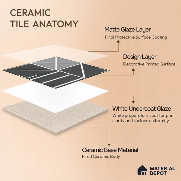 Moroccan Wall & Floor Tile TL 10827 Onyx Echo 1 ft x 1 ft Matt Luster Finish Ceramic Tile - 10 mm | Random Design | Suitable For Kitchen, Bathroom, Balcony | Please Expect a Slight Variation of Pattern