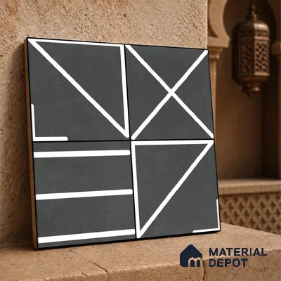 Moroccan Wall & Floor Tile TL 10827 Onyx Echo 1 ft x 1 ft Matt Luster Finish Ceramic Tile - 10 mm | Random Design | Suitable For Kitchen, Bathroom, Balcony | Please Expect a Slight Variation of Pattern