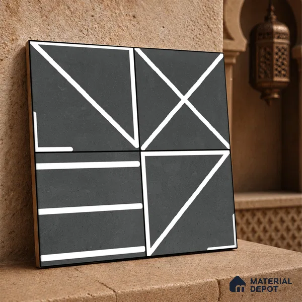 Moroccan Wall & Floor Tile TL 10827 Onyx Echo 1 ft x 1 ft Matt Luster Finish Ceramic Tile - 10 mm | Random Design | Suitable For Kitchen, Bathroom, Balcony | Please Expect a Slight Variation of Pattern