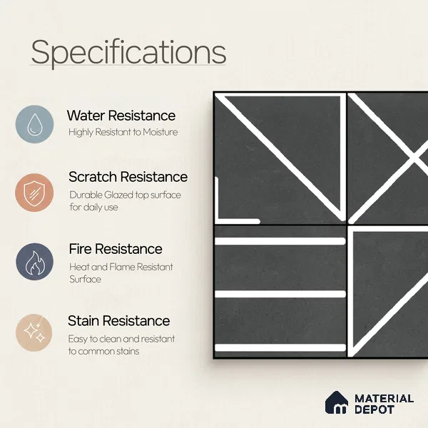 Moroccan Wall & Floor Tile TL 10827 Onyx Echo 1 ft x 1 ft Matt Luster Finish Ceramic Tile - 10 mm | Random Design | Suitable For Kitchen, Bathroom, Balcony | Please Expect a Slight Variation of Pattern