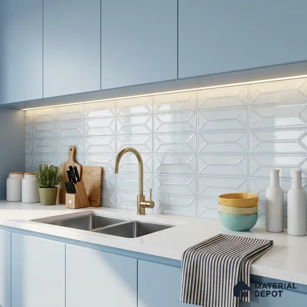Faux Subway Wall Tile TL 10838 G  1 ft x 1 ft Glossy Finish Ceramic Tile - 9 mm | Please Expect a Slight Variation of Pattern