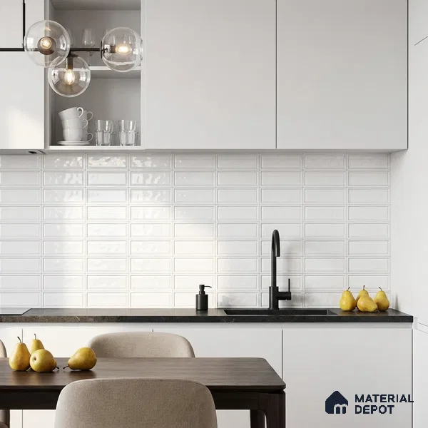 Faux Subway Wall Tile TL 10839 D 1 ft x 1 ft Glossy Finish Ceramic Tile - 9 mm | Please Expect a Slight Variation of Pattern