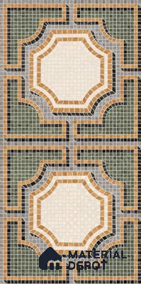 Faux Mosaic Floor & Wall Tile TL 10843 C Olive 4 ft x 2 ft Vitrified Granula Carving Matte Finish  - 9 mm | 4 Random Design | Suitable for Living Room, Bedroom, Dining, Kitchen & Bathroom