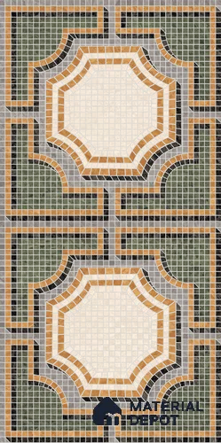 Faux Mosaic Floor & Wall Tile TL 10843 C Olive 4 ft x 2 ft Vitrified Granula Carving Matte Finish - 9 mm | 4 Random Design | Suitable for Living Room, Bedroom, Dining, Kitchen & Bathroom