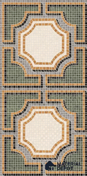 Faux Mosaic Floor & Wall Tile TL 10843 C Olive 4 ft x 2 ft Vitrified Granula Carving Matte Finish - 9 mm | 4 Random Design | Suitable for Living Room, Bedroom, Dining, Kitchen & Bathroom