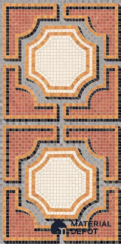 Faux Mosaic Floor & Wall Tile TL 10843 G Ruby 4 ft x 2 ft Vitrified Granula Carving Matte Finish  - 9 mm | 4 Random Design | Suitable for Living Room, Bedroom, Dining, Kitchen & Bathroom