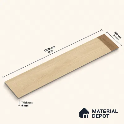 Wooden Look Floor Tile TL 10885 Marquetry Pine 4 ft x 8 inc Fusion Finish Vitrified Tile - 9 mm | 6 Random Design | Suitable For Living Room, Bedroom & Dining Area | 2-3 mm Spacer is Mandatory
