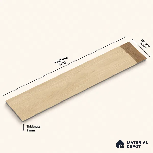 Wooden Look Floor Tile TL 10885 Marquetry Pine 4 ft x 8 inc Fusion Finish Vitrified Tile - 9 mm | 6 Random Design | Suitable For Living Room, Bedroom & Dining Area | 2-3 mm Spacer is Mandatory