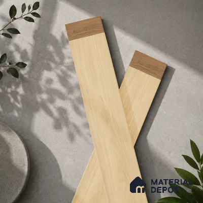 Wooden Look Floor Tile TL 10885 Marquetry Pine 4 ft x 8 inc Fusion Finish Vitrified Tile - 9 mm | 6 Random Design | Suitable For Living Room, Bedroom & Dining Area | 2-3 mm Spacer is Mandatory