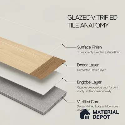 Wooden Look Floor Tile TL 10885 Marquetry Pine 4 ft x 8 inc Fusion Finish Vitrified Tile - 9 mm | 6 Random Design | Suitable For Living Room, Bedroom & Dining Area | 2-3 mm Spacer is Mandatory