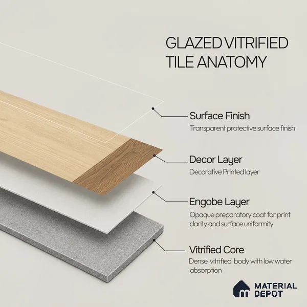 Wooden Look Floor Tile TL 10885 Marquetry Pine 4 ft x 8 inc Fusion Finish Vitrified Tile - 9 mm | 6 Random Design | Suitable For Living Room, Bedroom & Dining Area | 2-3 mm Spacer is Mandatory