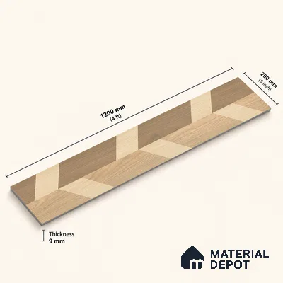 Wooden Look Floor Tile TL 10886 Shred Wood Decore 4 ft x 8 inc Fusion Finish Vitrified Tile - 9 mm | 4 Random Design | Suitable For Living Room, Bedroom & Dining Area | 2-3 mm Spacer is Mandatory