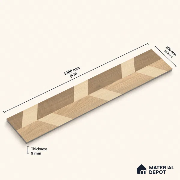 Wooden Look Floor Tile TL 10886 Shred Wood Decore 4 ft x 8 inc Fusion Finish Vitrified Tile - 9 mm | 4 Random Design | Suitable For Living Room, Bedroom & Dining Area | 2-3 mm Spacer is Mandatory