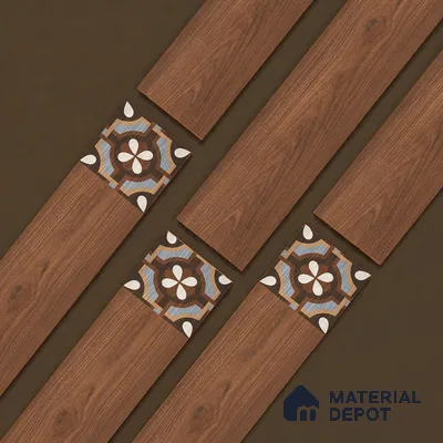 Wooden Look Floor Tile TL 10887 Parquet Brown Decore 4 ft x 8 inc Fusion Finish Vitrified Tile - 9 mm | 6 Random Design | Suitable For Living Room, Bedroom & Dining Area | 2-3 mm Spacer is Mandatory