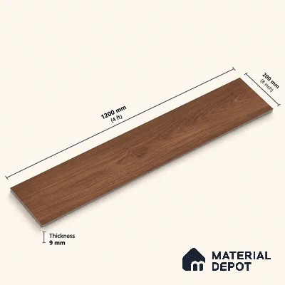 Wooden Look Floor Tile TL 10887 B Parquet Brown 4 ft x 8 inc Matte Finish Vitrified Tile - 9 mm | 6 Random Design | Suitable For Living Room, Bedroom & Dining Area | 2-3 mm Spacer is Mandatory