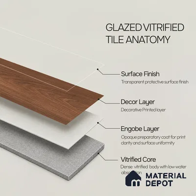 Wooden Look Floor Tile TL 10887 B Parquet Brown 4 ft x 8 inc Matte Finish Vitrified Tile - 9 mm | 6 Random Design | Suitable For Living Room, Bedroom & Dining Area | 2-3 mm Spacer is Mandatory
