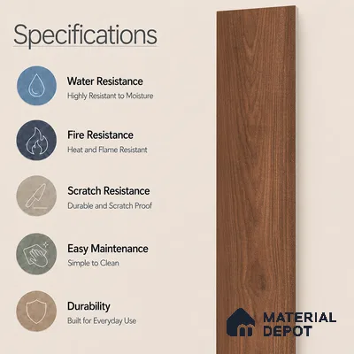 Wooden Look Floor Tile TL 10887 B Parquet Brown 4 ft x 8 inc Matte Finish Vitrified Tile - 9 mm | 6 Random Design | Suitable For Living Room, Bedroom & Dining Area | 2-3 mm Spacer is Mandatory