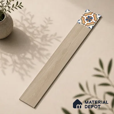 Wooden Look Floor Tile TL 10888 Parquet Natural Decore 4 ft x 8 inc Fusion Finish Vitrified Tile - 9 mm | 6 Random Design | Suitable For Living Room, Bedroom & Dining Area | 2-3 mm Spacer is Mandatory